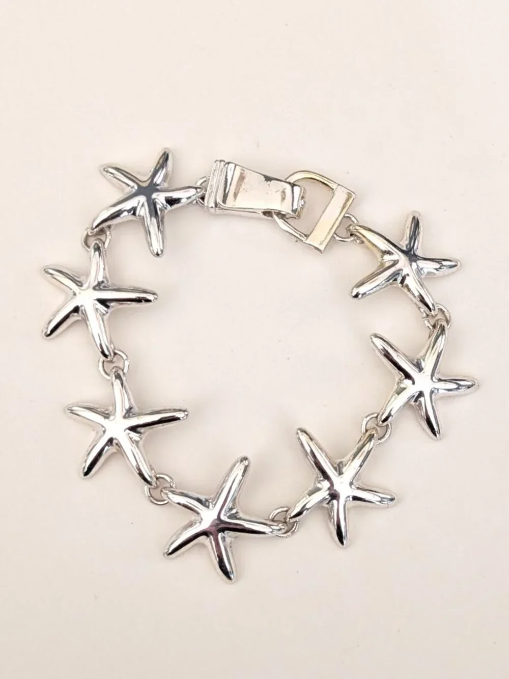 Silver starfish magnetic closure bracelet